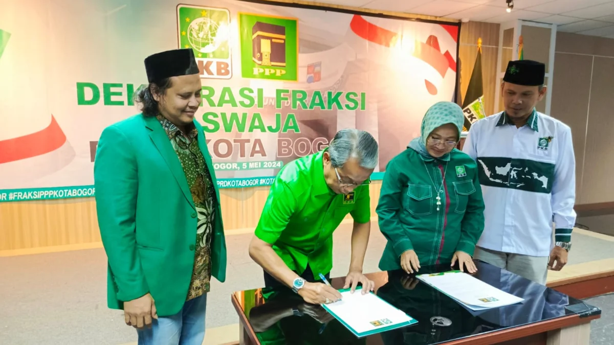 Bangun Poros Kekuatan Baru di DPRD Kota Bogor, PKB-PPP Deklarasi Fraksi Aswaja PKB-PPP Kota Bogor resmi bersatu bentuk Fraksi Aswaja, Minggu (5/5). (Yudha Prananda / Jabar Ekspres)