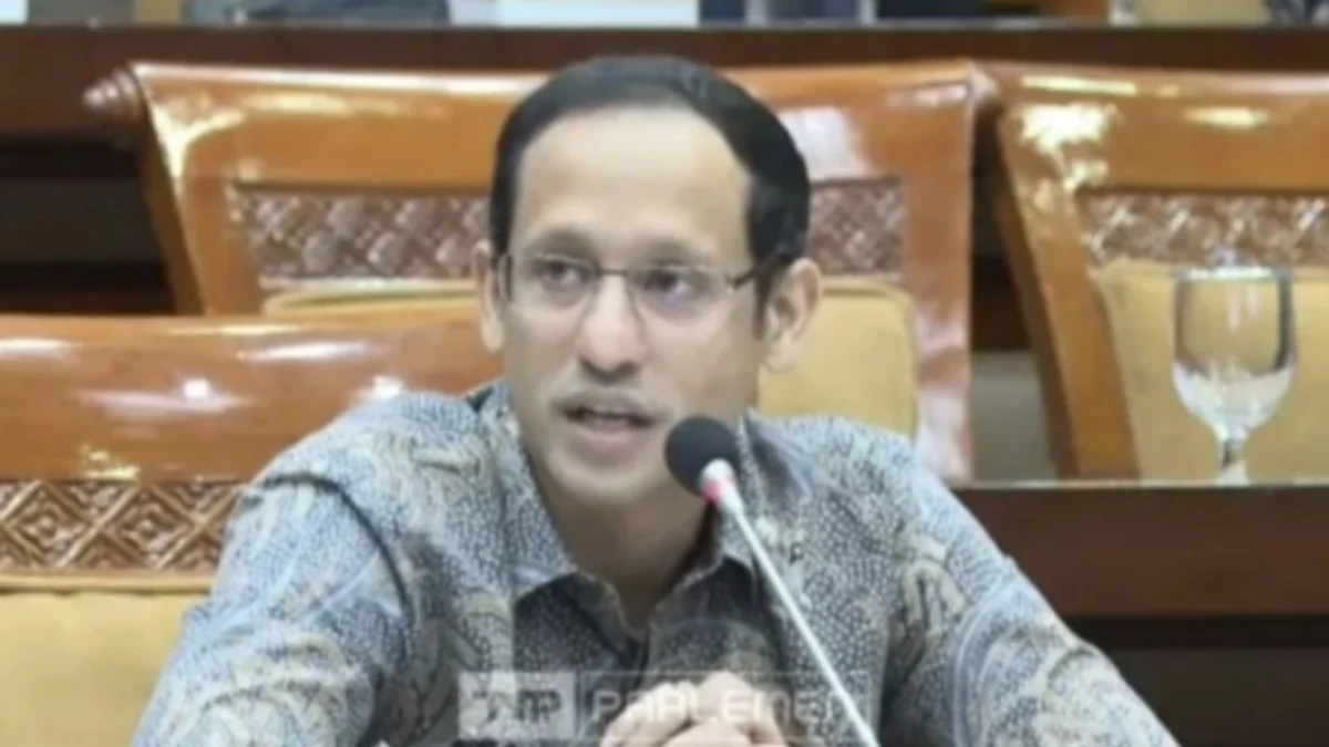 Menteri Pendidikan, Kebudayaan, Riset, dan Teknologi (Mendikbudristek) Nadiem Makarim dalam Raker bersama Komisi X DPR RI di Jakarta, Selasa (21/5/2024). ANTARA