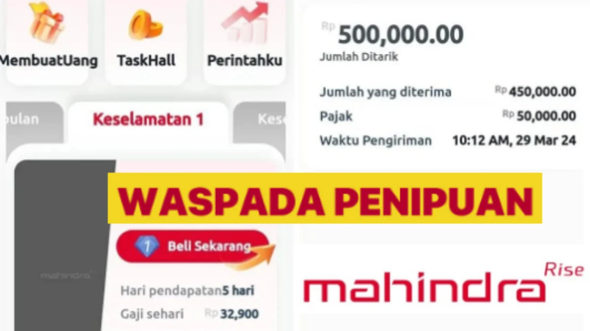 Aplikasi Penghasil Uang Mahindra Rise Siap Scam
