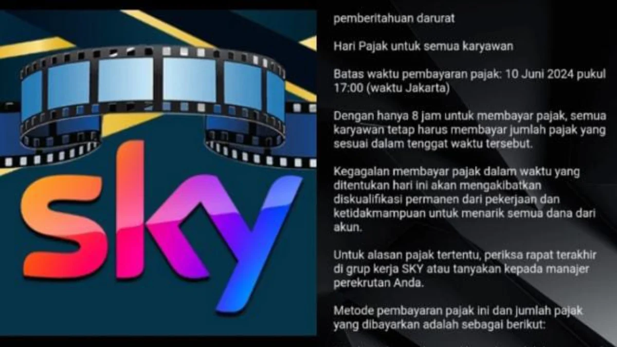 Pengumuman dari Aplikasi Penghasil uang SKY tentang penarikan Pajak.