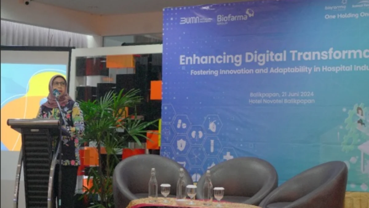 Direktur Pemasaran Bio Farma Group, Kamelia Faisal menyampaikan sambutan dalam sesi Round Table Discussion di Novotel Balikpapan (21/06)