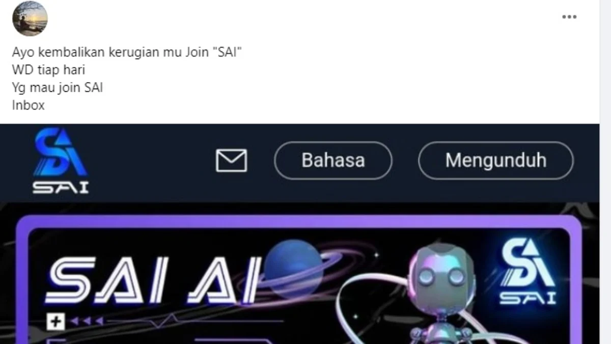 Salah satu postingan di grup MSL yang mempromosikan aplikasi lain.