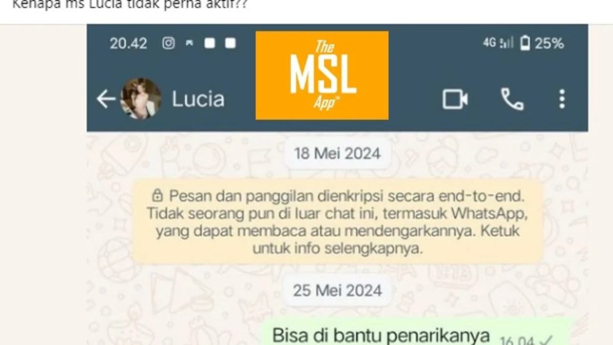 Salah satu bukti Chat admin MSL yang sudah tidak aktif lagi.