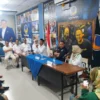 Jajaran elit Partai Gerindra dan PKB Kota Bogor saat melakukan safari politik ke kantor DPD Partai NasDem Kota Bogor. (Yudha Prananda / Jabar Ekspres)