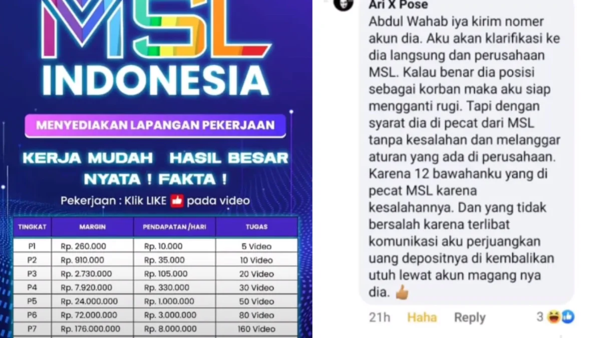 Leader MSL App Siap Mengganti Kerugian Para Korban Jika Terbukti Scam