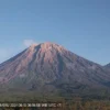 Gunung Semeru mengalami erupsi yang disertai guguran lava pijar terlihat melalui pantauan CCTV Minggu (9/6/2024). (HO PVMBG)