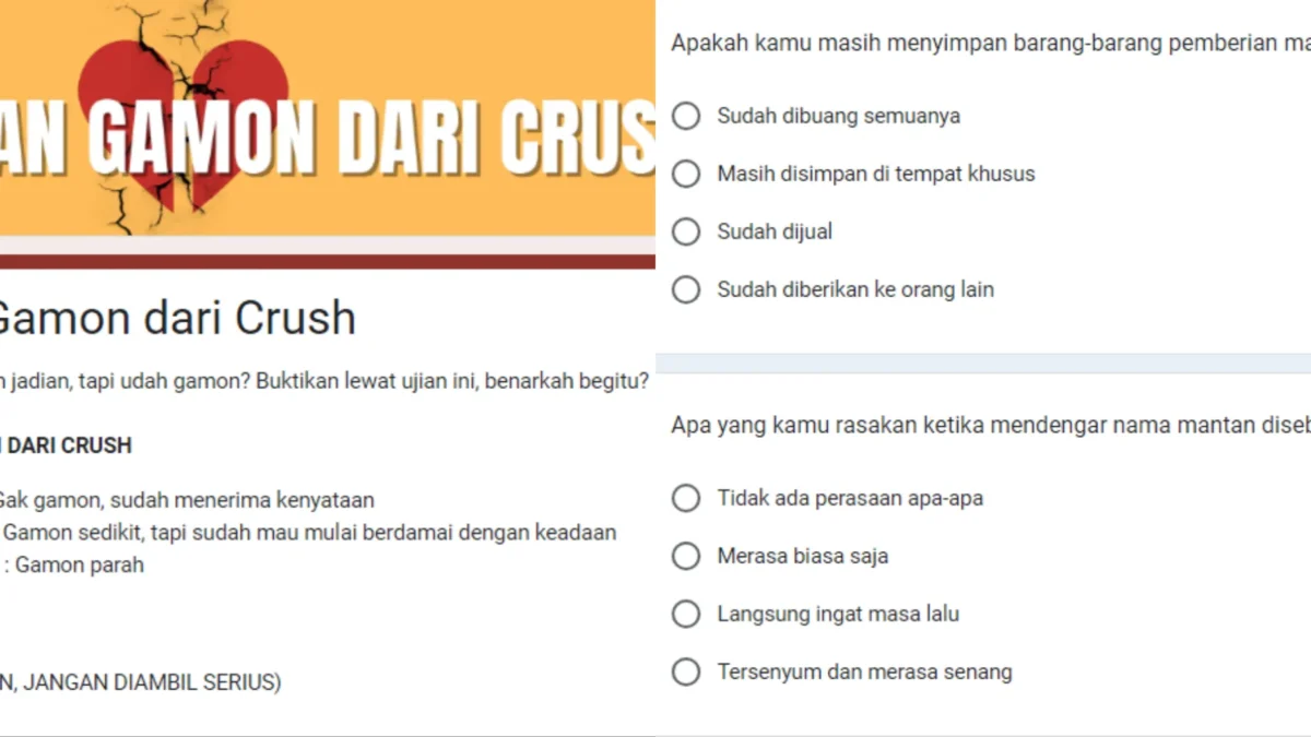 Ujian Gamon dari Crush dan Mantan via Google Form/ Kolase Google Form