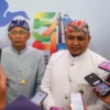 Ketua DPRD Kota Bogor, Atang Trisnanto bersama Pj Wali Kota Bogor, Hery Antasari. (Yudha Prananda / Jabar Ekspres)