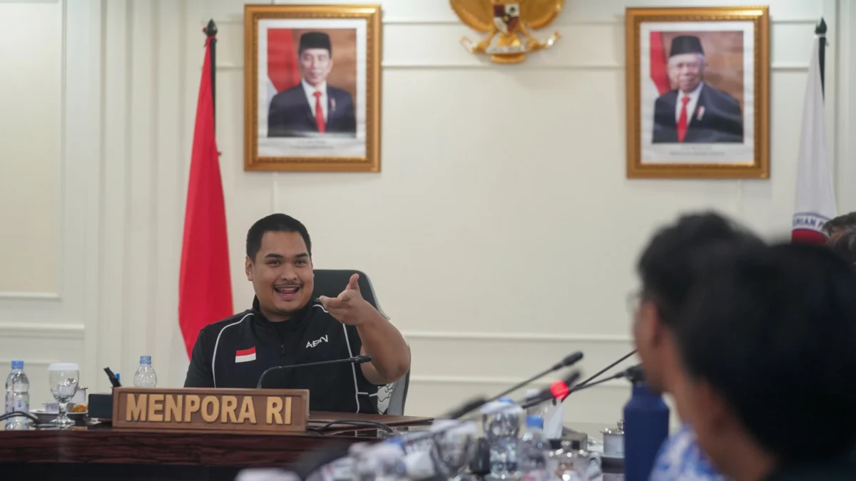 Menpora Dito saat menerima dan berdialog dengan Gerbangtara di Kantor Kemenpora, Selasa (4/6/2024).