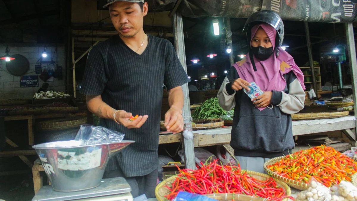 Pedagang : dalam sepekan terakhir, harga komoditas cabai kian melambung. Kini, keseluruhan harga cabai di pasaran sentuh Rp 50.000 (Pandu Muslim / JE)