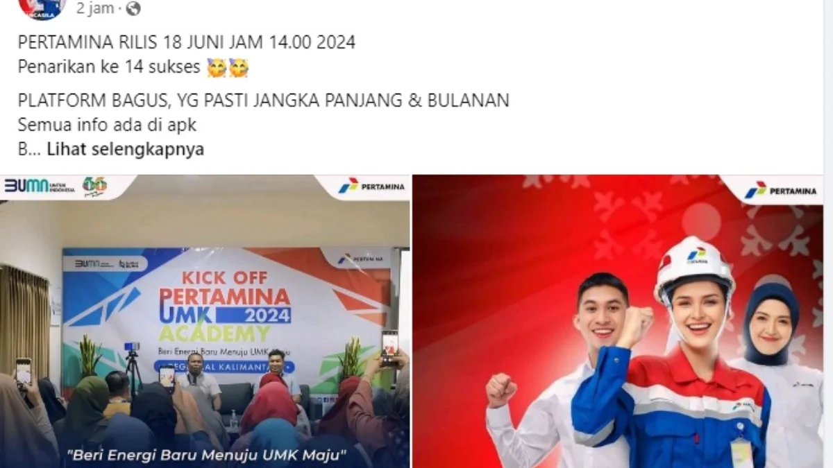 Promosi Aplikasi Pertamina di Facebook.