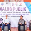 Doc. Ketua Bawaslu Kota Cimahi, Fathir Rizkia Latif (Kiri) dan Kepala Badan Bakesbangpol Cimahi, Mardi Santoso (Tengah) Menghadiri Dialog Publik Bakal Calon Walikota dan Wakil Walikota Cimahi 2024-2029 di Pendopo DPRD Kota Cimahi (Istimewa)