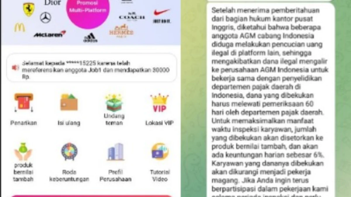Pengumuman Aplikasi penghasil uang AGM yang membekukan akun anggotanya.