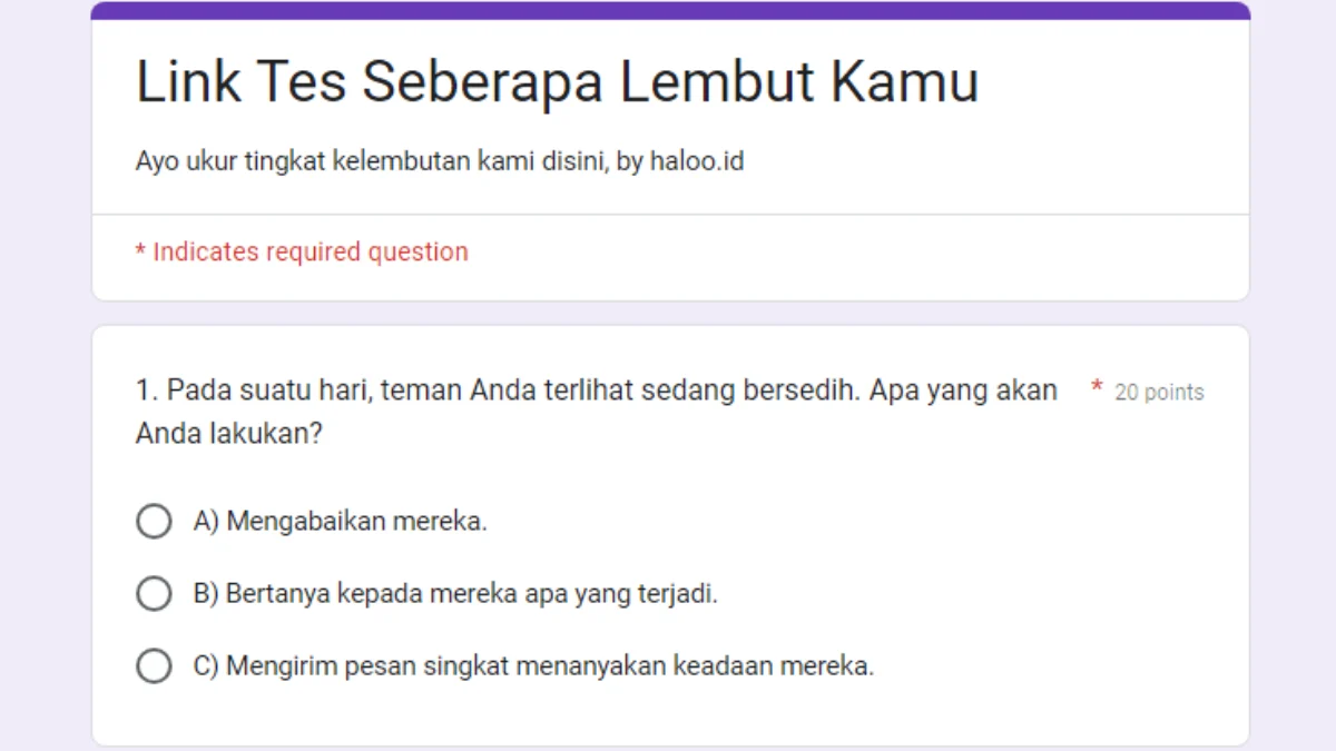 Link Tes Ujian Google Form Viral di Tiktok, Selembut Apa Dirimu?