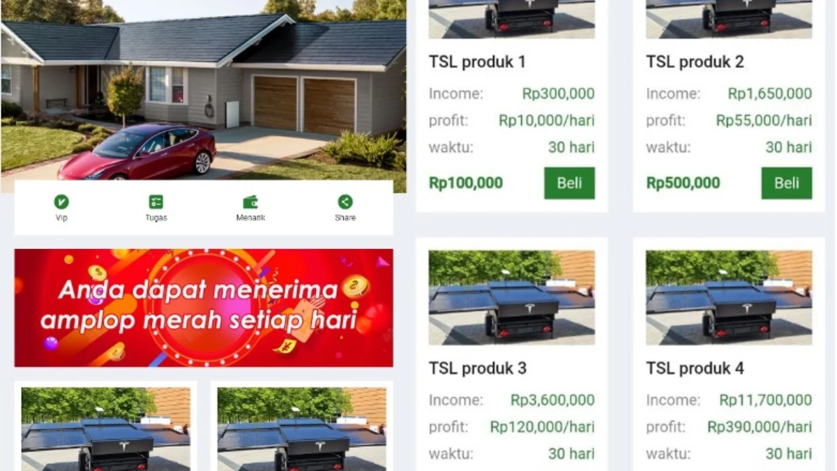 Aplikasi penghasil uang TSL New Energy yang kini sedang banyak promosi.