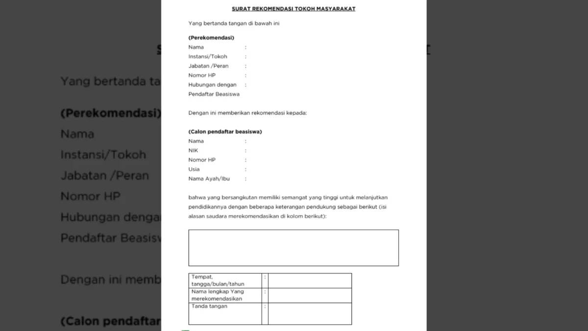 Surat Rekomoendasi Tokoh Beasiswa Cendekia Baznas 2024/ Tangkap Layar Buku Panduan Beasiswa Cendekia BAZNAS Dalam Negeri 2024