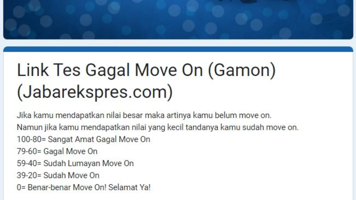 TERUPDATE! Link Tes Ujian Gamon (Gagal Move On), Berharap Balikan Sama Mantan?