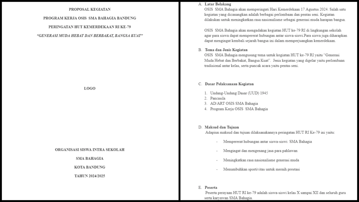 Contoh Proposal 17 Agustus OSIS/ Kolase JabarEkspres.com