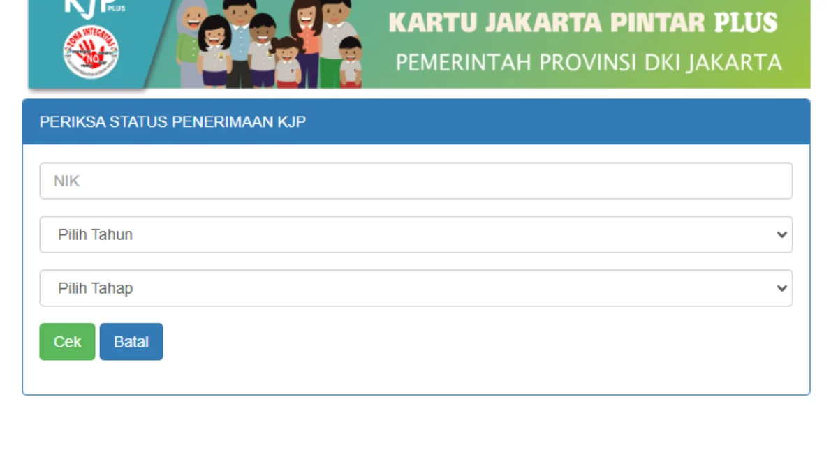 Laman Cek Status Penerimaan KJP/ Tangkap Layar kjp.jakarta.go.id