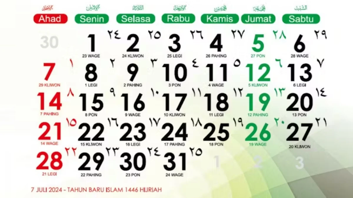 Kalender Juli 2024/ Dok. Kemenag