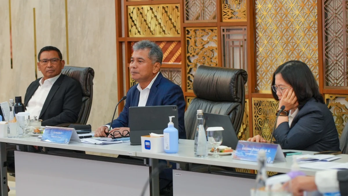 Direktur Utama BRI Sunarso pada pemaparan press conference kinerja keuangan Triwulan II 2024 di Jakarta (25/7). (Dok. BRI)