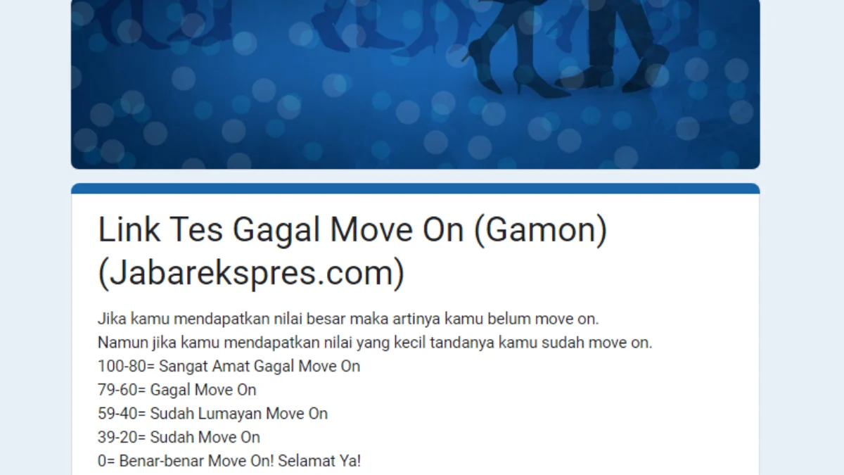 Viral! Tes Gamon Terbaru 2024, Uji Sejauh Mana Kamu Sudah Move On dari Mantan Viral! Tes Gamon Terbaru 2024, Uji Sejauh Mana Kamu Sudah Move On dari Mantan