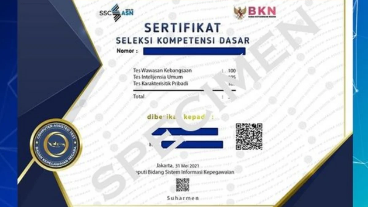 Sertifikat SKD CAT 2023, Bisa Dipakai Seleksi CPNS 2024? Ini Informasinya Sertifikat SKD CPNS/ Instagram @bkngoidofficial