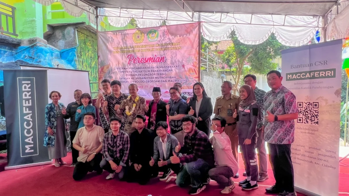 Komitmen Maccaferri Melestarikan Lingkungan Diwujudkan dalam CSR Perbaikan Longsor Tebing Yayasan Al-Husainiyyah Muthoyyibah