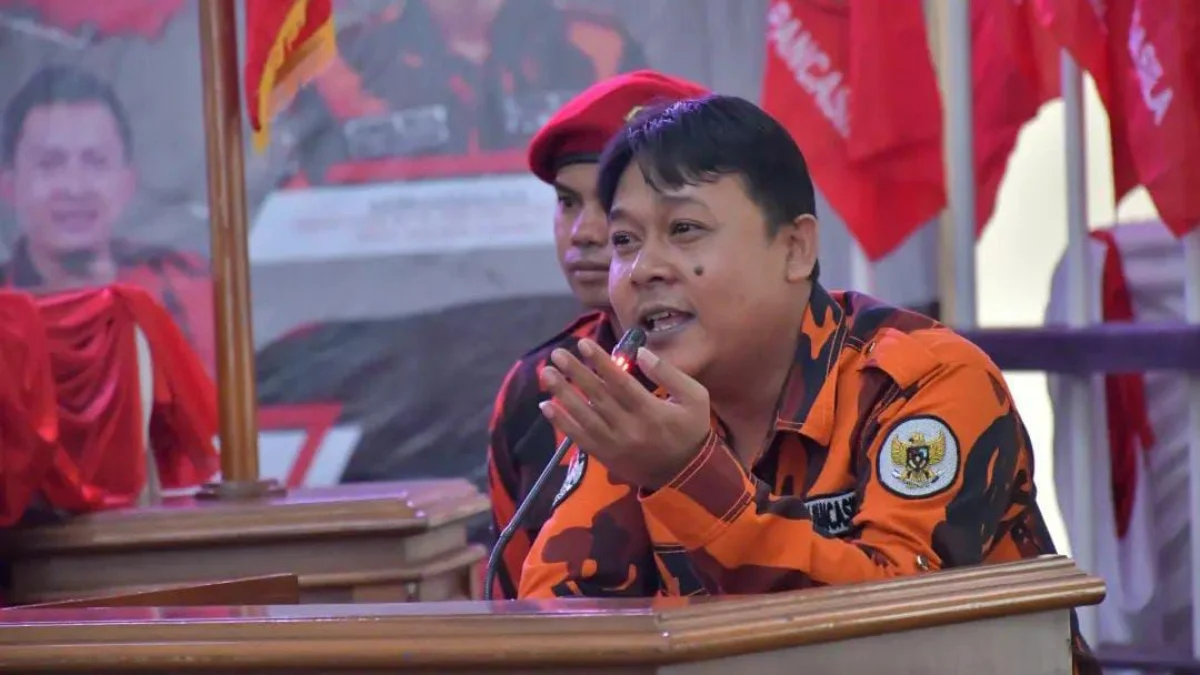 Pemerintah Diminta Tindak Tegas Penjualan Kios Pasar Banjar Ketua MPC Pemuda Pancasila Kota Banjar Andi Maulana SH MH dalam sebuat acara di Kota Banjar belum lama ini. (Cecep Herdi/Jabar Ekspres)