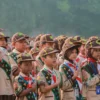 Gerakan Pramuka Kwarcab Kota Bogor saat menggelar apel akbar di GOR Pajajaran, Tanah Sareal, Rabu (21/8). (Yudha Prananda / Jabar Ekspres)