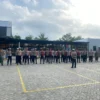 Apel pasukan untuk pengamanan di Kantor KPU Banjar pada hari pertama pendaftaran calon wali kota dan wakil wali kota, Selasa 27 Agustus 2024. (Cecep Herdi/Jabar Ekspres)