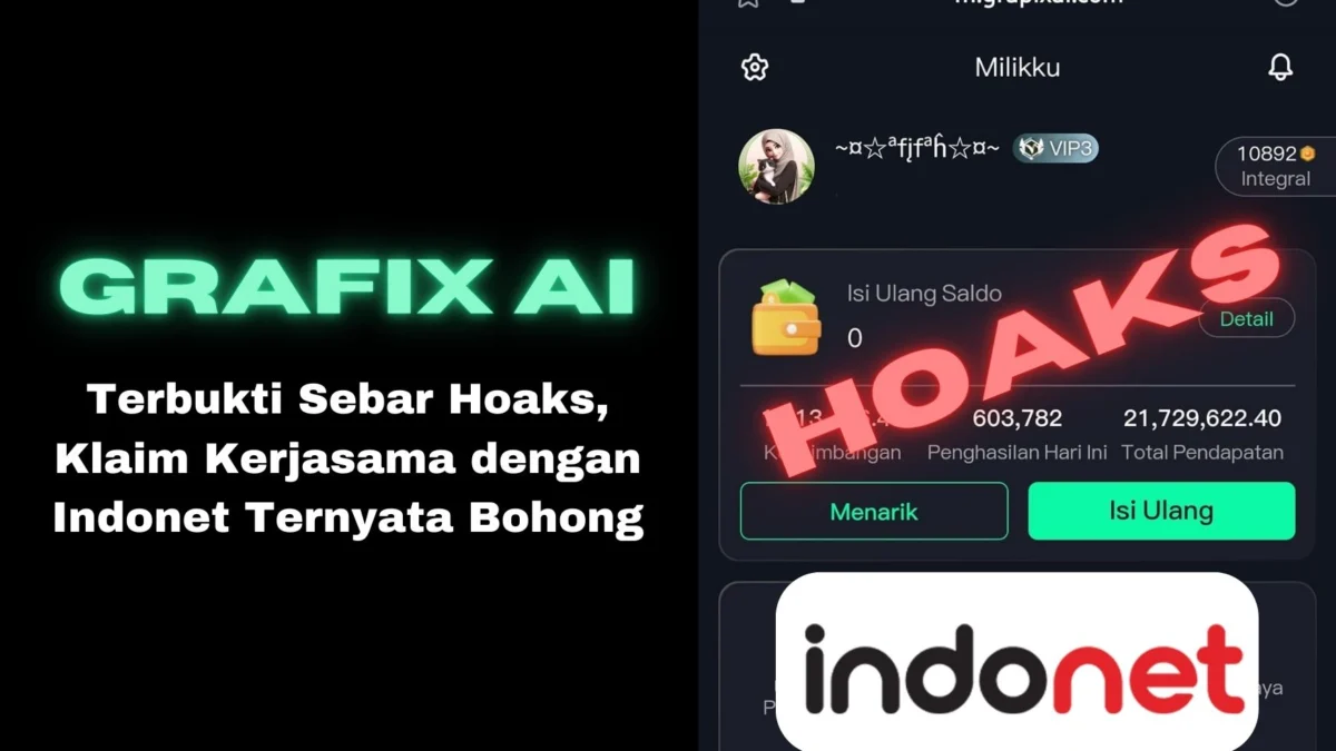 Indonet membantah klaim kerjasama dengan Grafix AI, sebut informasi tersebut sebagai hoaks.