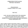 Pengumuman Hasil Administrasi CPNS Pra-Sanggah Kemhan 2024/ Dok. kemhan.go.id/ropeg