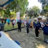 Rino Indira Puji Jumat Sehat PWI Kota Bogor PWI Kota Bogor saat menggelar Jum'at Sehat bersama puluhan wartawan dan Dirut Perumda Tirta Pakuan, Rino Indira Gusniawan, Jum'at (6/9). (Yudha Prananda / Jabar Ekspres)
