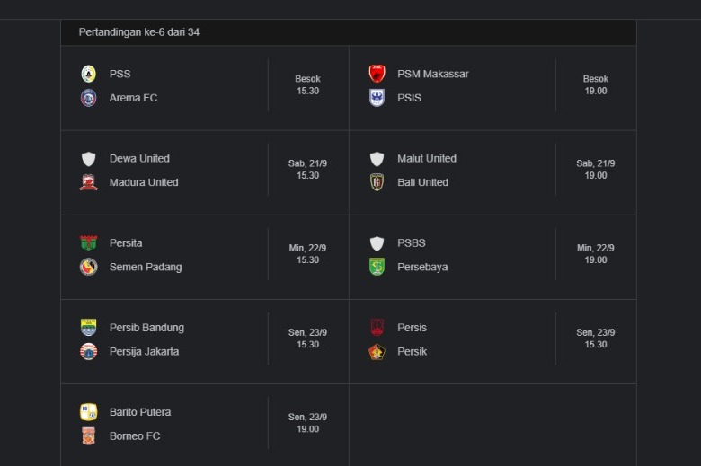 Jadwal Lengkap Pertandingan Pekan Ke-6 BRI Liga 1 2024/2025! Jadwal Lengkap Pertandingan Pekan Ke-6 BRI Liga 1 2024/2025!