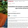 Link Petisi Donasi Agus yang kini tengah viral.