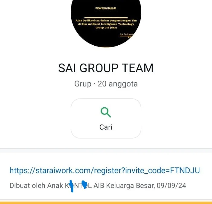 Dugaan SCAM Aplikasi SAI, Korban Ungkap Ketidaktransparan Tim Pengembang di Grup WA Kasus dugaan penipuan oleh salah satu pengembang aplikasi SAI AI tengah menjadi sorotan. Identitas terduga pelaku berinisial R,