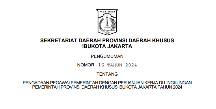 PDF Formasi PPPK 2024 Pemprov DKI Jakarta Lengkap Gaji Penghasilan pengumuman Seleksi PPPK 2024 Pemprov DKI Jakarta/ Tangkap Layar bkddki.jakarta.go.id