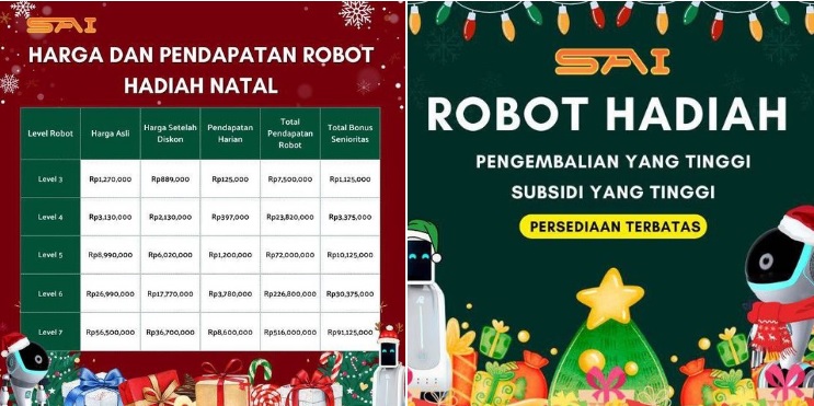 Promo Hadiah Natal dari aplikasi SAI Robot.