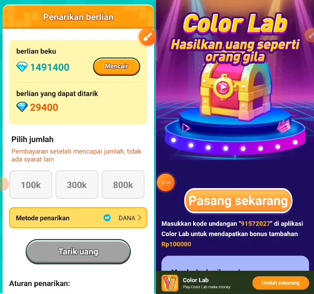 Sukses WD Tiap Hari Rp.150.000 Tanpa Syarat, Coba Game Color Lab Penghasil Saldo Dana Gopay Ovo Sukses WD Tiap Hari Rp.150.000 Tanpa Syarat, Coba Game Color Lab Penghasil Saldo Dana Gopay Ovo Tercepat 2024