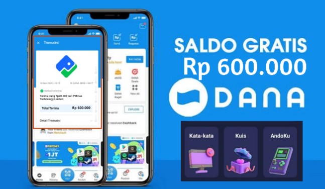 Saldo DANA gratis bisa di dapatkan hingga RP600.000 dari aplikasi ini.