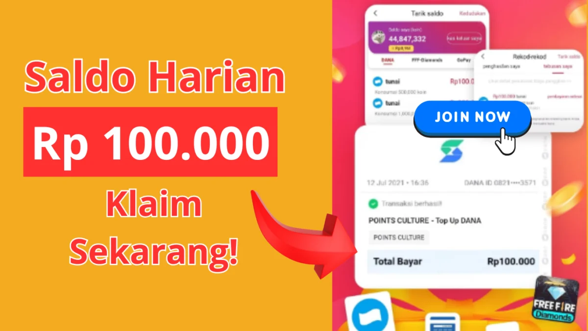 Saldo Harian Rp 100.000 Klaim Gratis, Langsung Cair ke Dompet DANA! Saldo Harian Rp 100.000 Klaim Gratis, Langsung Cair ke Dompet DANA!