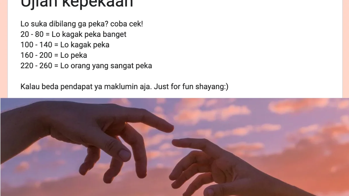 LINK Tes Ujian Kepekaan 2024 via Google Docs, Apakah Doi Kamu Peka Banget? Cek di Sini!