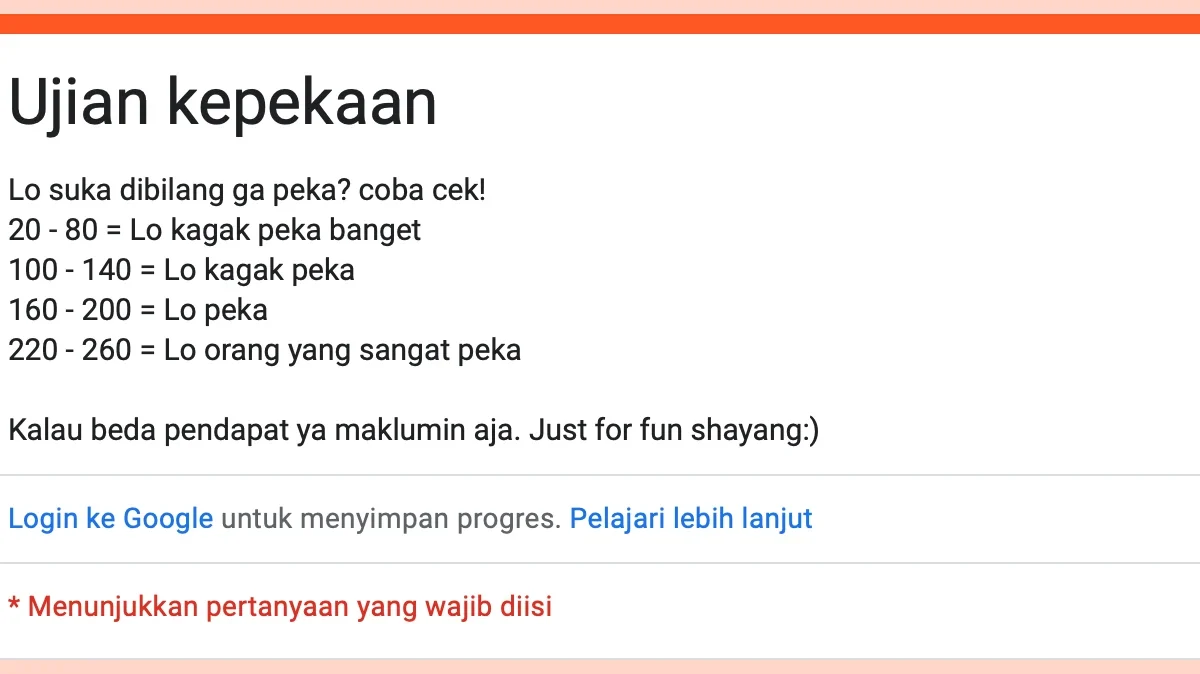 Link Tes Ujian Kepekaan Google Docs 2024, Doi Kamu Tidak Peka?