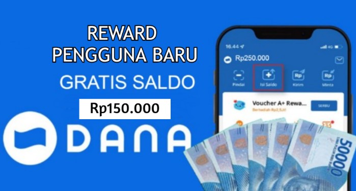 Reward Pengguna Baru, Ambil Rp150.000 Saldo DANA gratis di Aplikasi ini Saldo DANA gratis dari Reward pengguna baru.