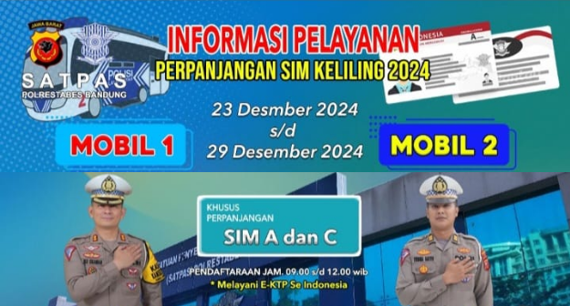 Lokasi Layanan SIM Keliling Bandung Hari ini, 24 Dan 26 Desember 2024