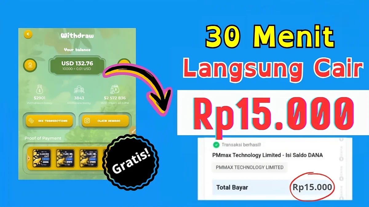 Aplikasi Penghasil Uang Tercepat, Cair Saldo Gratis Rp15.000 Setiap Hari Aplikasi Penghasil Uang Tercepat, Cair Saldo Gratis Rp15.000 Setiap Hari