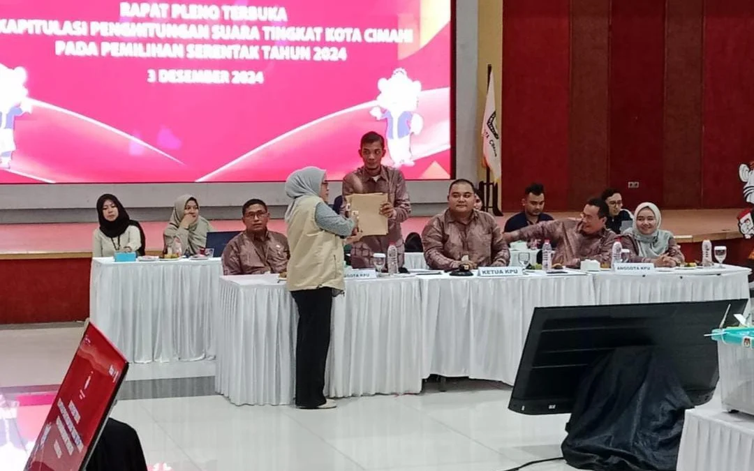 Ngatiyana-Adhitia Menang Pilkada Cimahi 2024 dengan Perolehan 41,71 Persen Suara Rapat Pleno Terbuka Rekapitulasi Perhitungan Suara Tingkat Kota Cimahi, Perolehan Suara Ngatiyana-Adhitia Unggul (mong)
