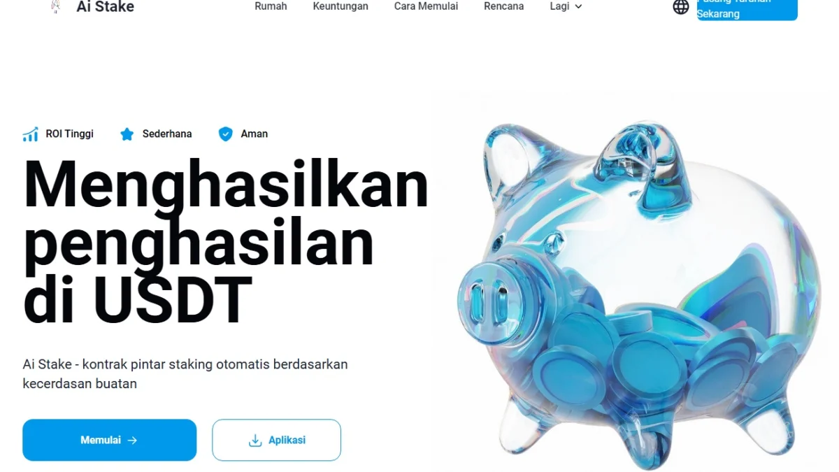 Daftar Langsung Dapat Rp150.000, Benarkah Aplikasi Investasi AI Stake Aman? Tampilan website apliaksi investasi AI Stake yang diduga sebagai ponzi