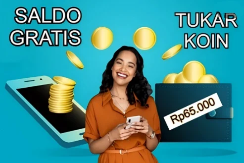DApat saldo gratis hanya dengan tukar koin di aplikasi game.